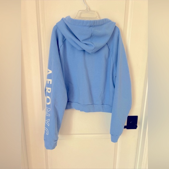 Aeropostale Light Blue New York City Circle Cropped Hoodie - Picture 7 of 8